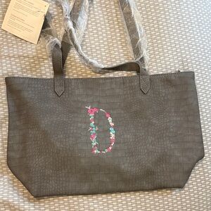 Gray Thirty One Crocodile Embossed Tote Bag